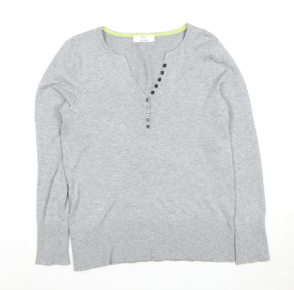Womens UK Size 10 Marks and Spencer Grey Jersey Button-Up