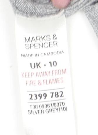 Womens UK Size 10 Marks and Spencer Grey Jersey Button-Up