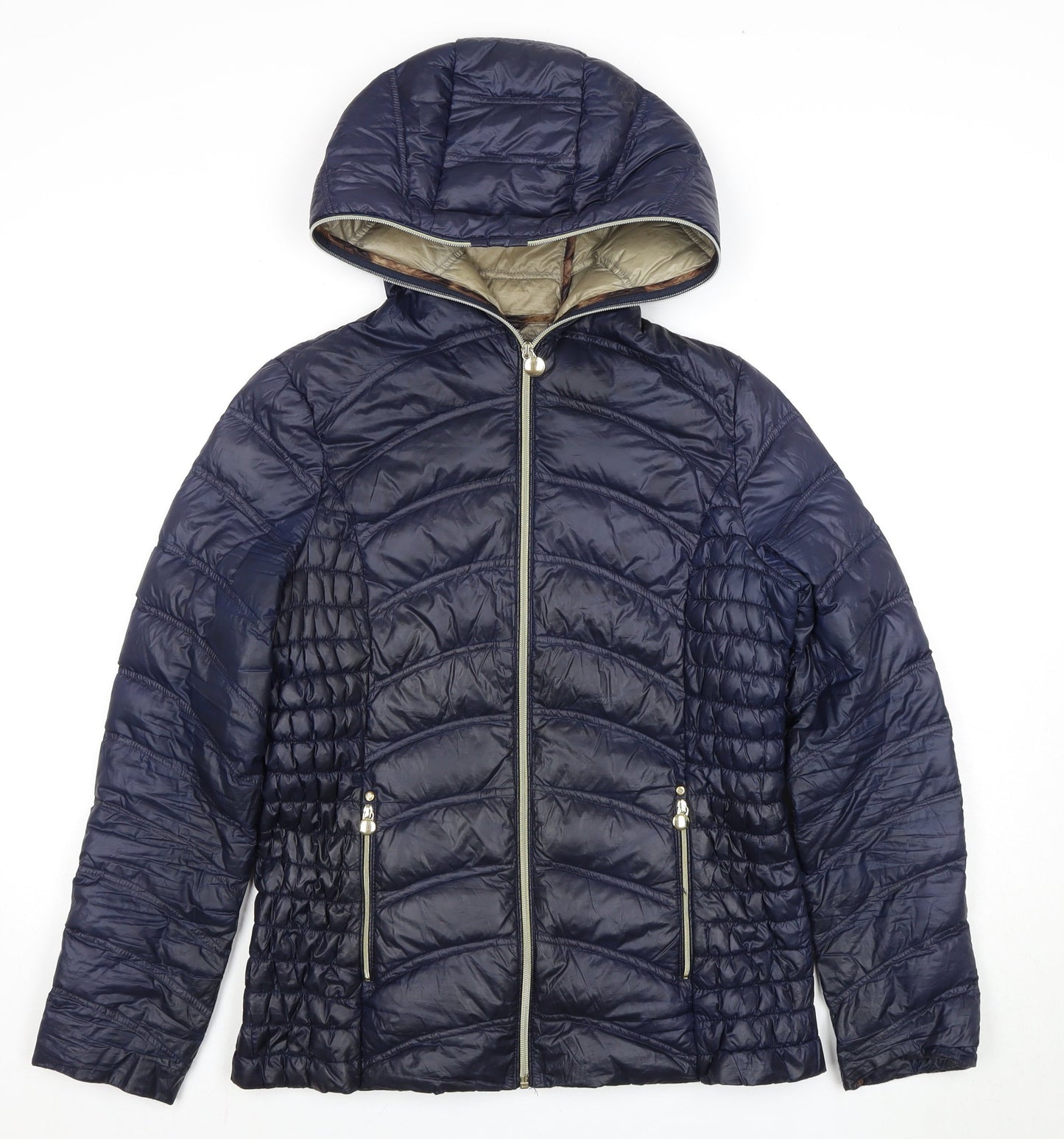 Jandy Women's Blue Puffer Jacket, Size S, Hooded, Casual