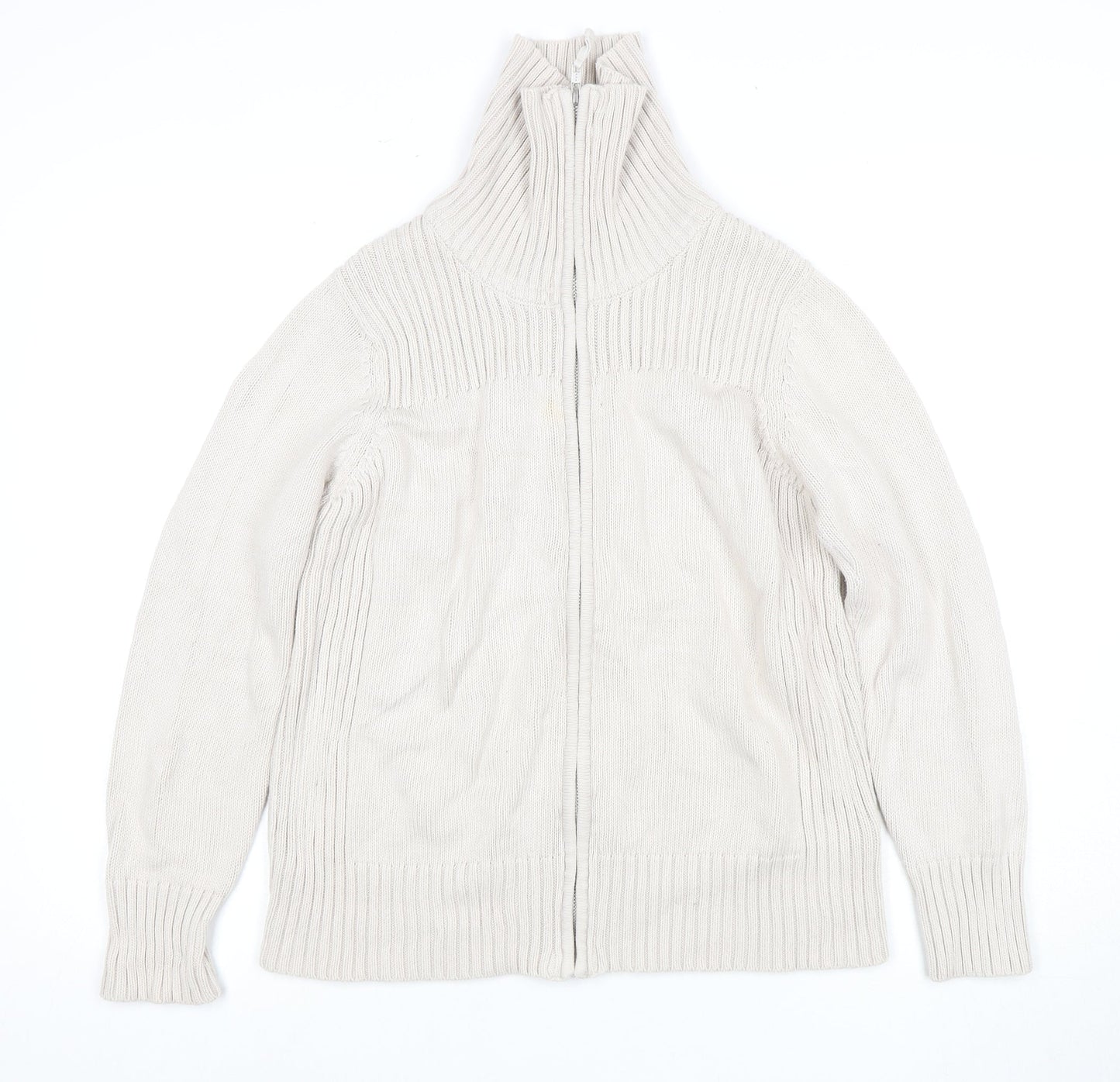 Womens UK Size 16 Marks and Spencer Beige Full Zip Jumper