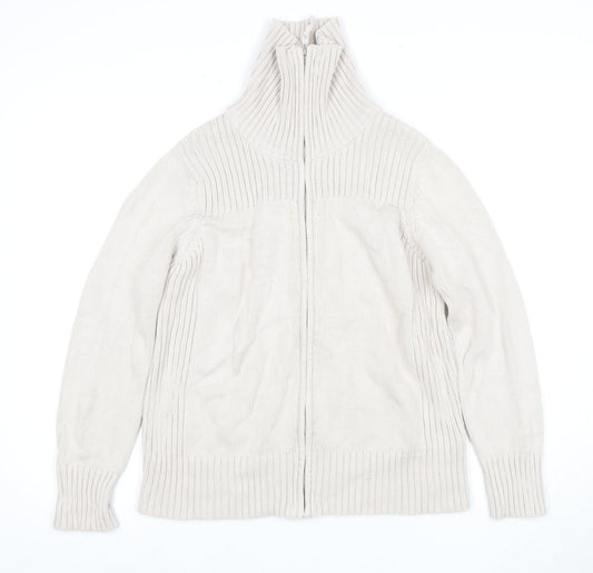 Womens UK Size 16 Marks and Spencer Beige Full Zip Jumper