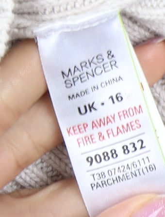 Womens UK Size 16 Marks and Spencer Beige Full Zip Jumper