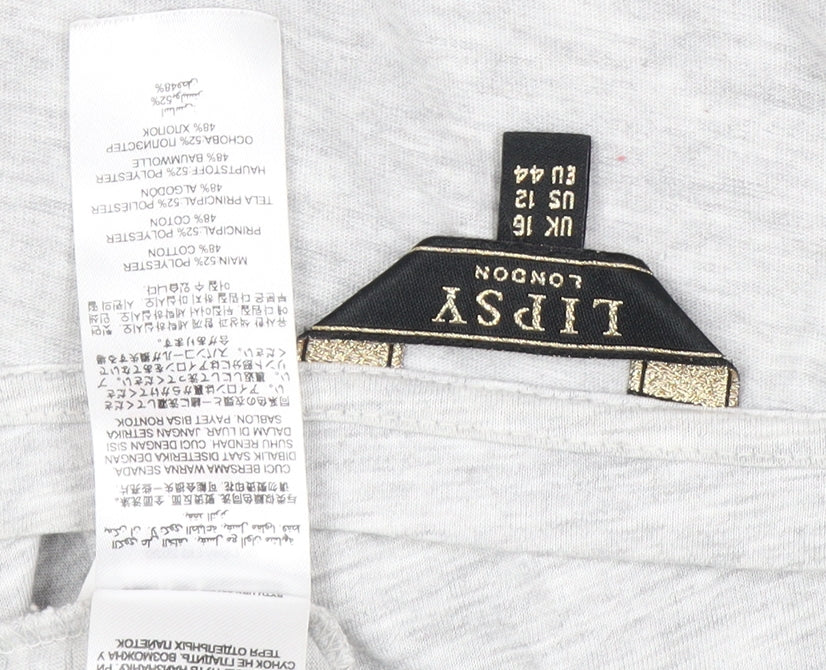 Womens UK Size UK 16 Lipsy London Grey Basic T-Shirt