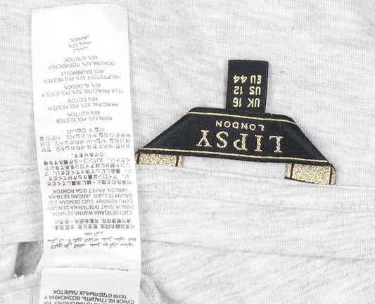 Womens UK Size UK 16 Lipsy London Grey Basic T-Shirt
