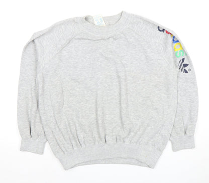 Adidas Grey Pullover Sweatshirt Unisex Adults Size 12