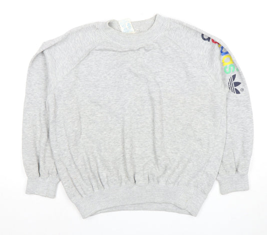 Adidas Grey Pullover Sweatshirt Unisex Adults Size 12