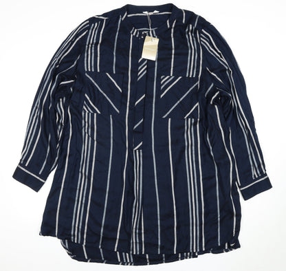 Anthology Women's Blue Striped Button-Up Shirt UK 24