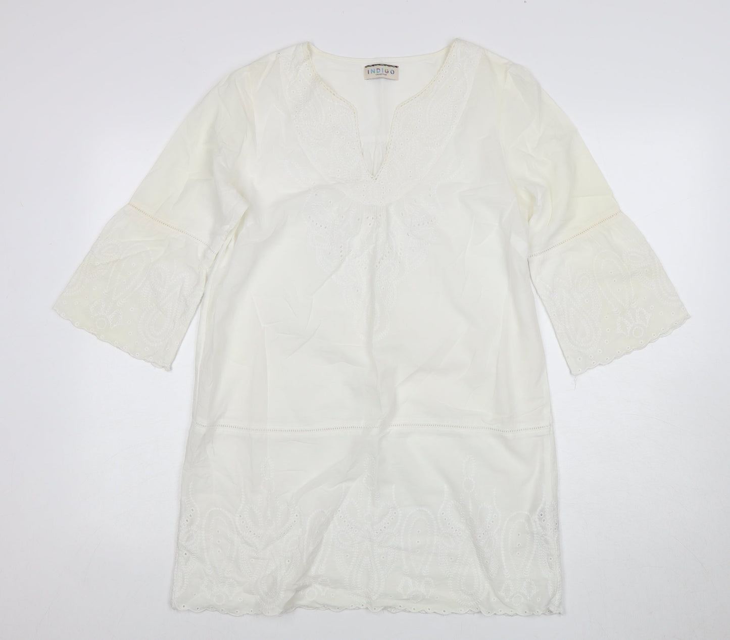 Womens UK Size 10 Marks and Spencer White Tunic Blouse