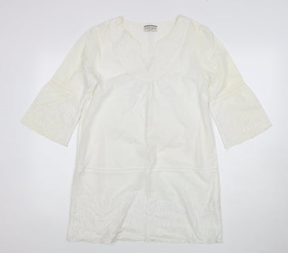 Womens UK Size 10 Marks and Spencer White Tunic Blouse