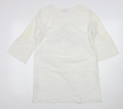 Womens UK Size 10 Marks and Spencer White Tunic Blouse