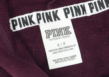 PINK Women's Purple Full Zip Hoodie, S, Sequin Accents