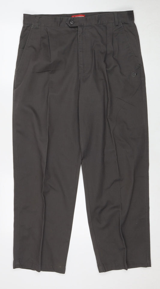 Dunlop Men's Grey Regular Fit Trousers, Size 36