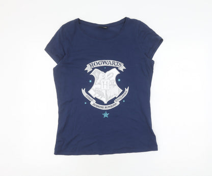 Womens UK Size S Harry Potter Blue Basic T-Shirt