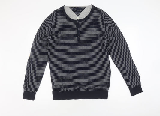 Tommy Hilfiger Men's Blue M Henley Striped Jumper