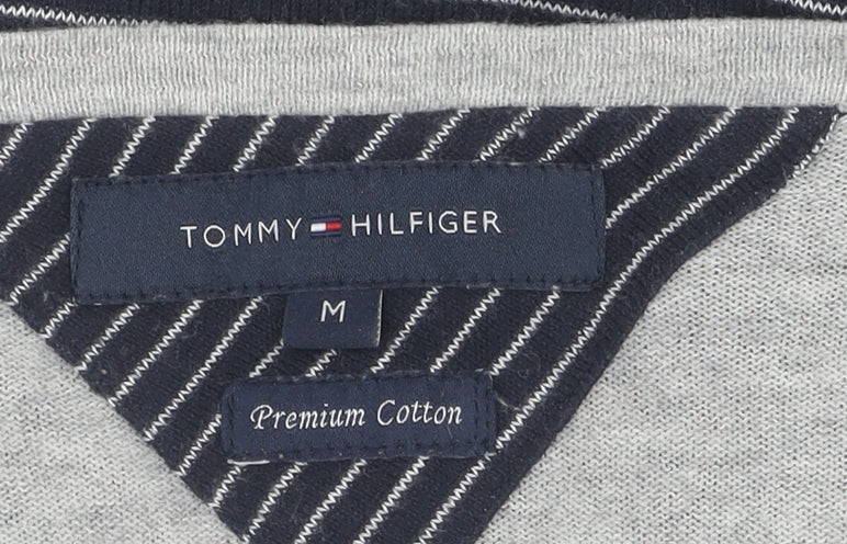 Tommy Hilfiger Men's Blue M Henley Striped Jumper