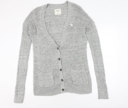 Abercrombie & Fitch Grey Men's Cardigan M/L V-Neck