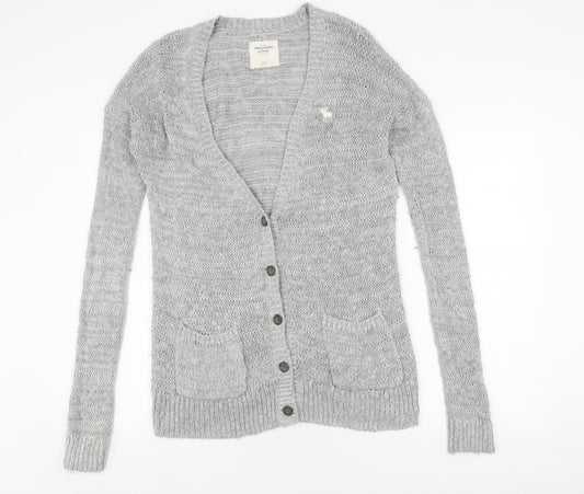 Abercrombie & Fitch Grey Men's Cardigan M/L V-Neck