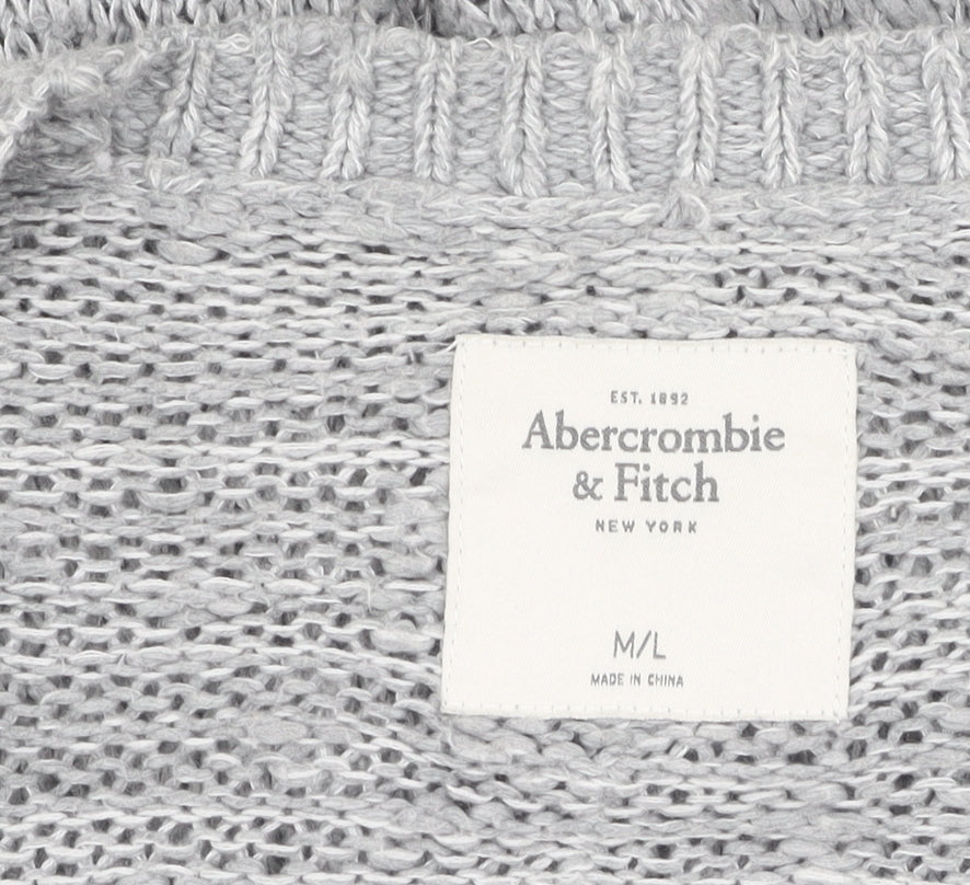 Abercrombie & Fitch Grey Men's Cardigan M/L V-Neck