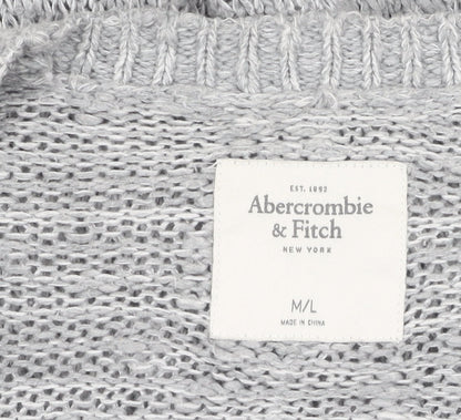Abercrombie & Fitch Grey Men's Cardigan M/L V-Neck