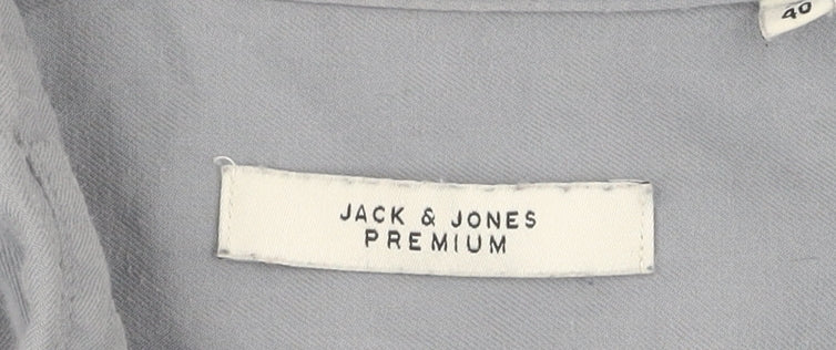 Jack & Jones Men's Grey Casual Shirt M, 100% Cotton, Button-Down