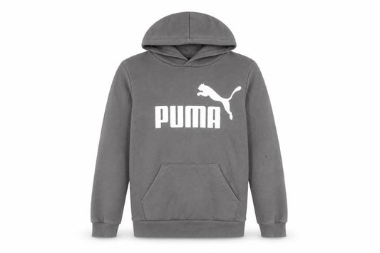 Puma Boys Grey Pullover Hoodie, Size M, Logo Accent