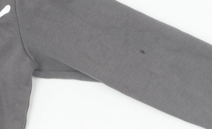 Puma Boys Grey Pullover Hoodie, Size M, Logo Accent