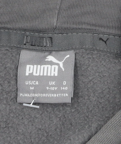 Puma Boys Grey Pullover Hoodie, Size M, Logo Accent