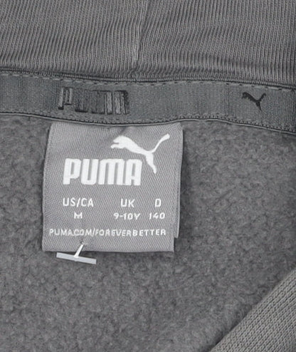 Puma Boys Grey Pullover Hoodie, Size M, Logo Accent