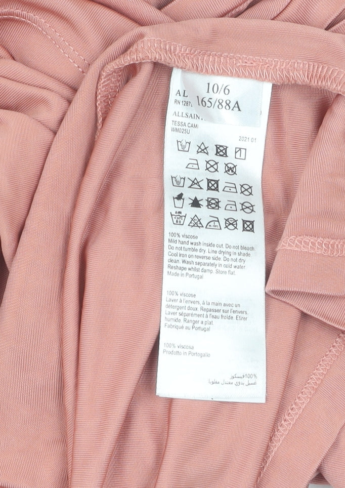 AllSaints Women's Pink Viscose Camisole Tank Top Size 10