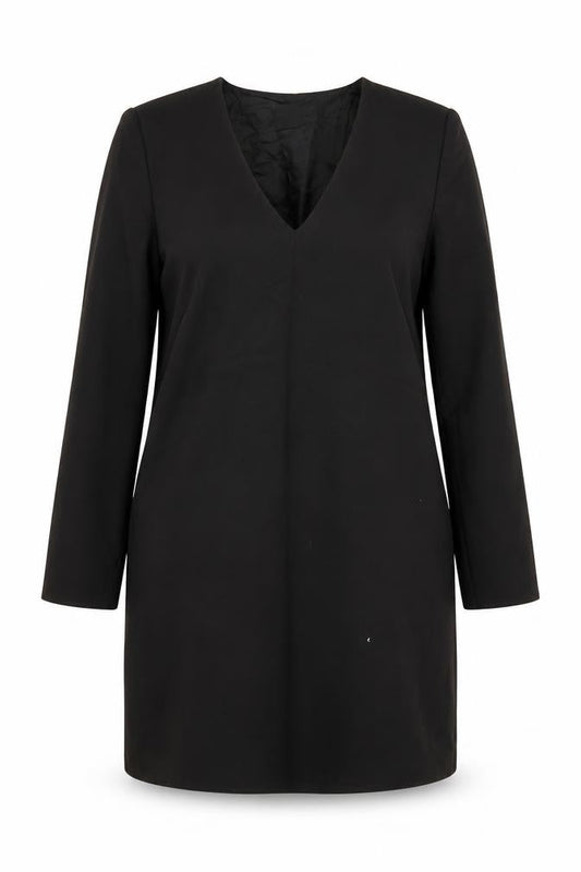 Front view of Massimo Dutti Women's Black Sheath Dress, size 14