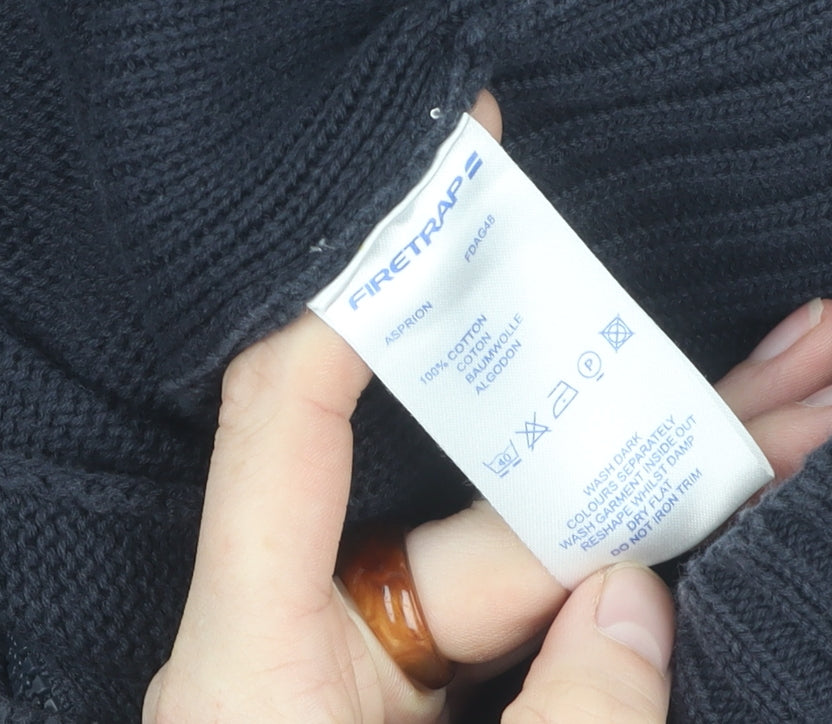 Firetrap Men's Black High Neck Full Zip Jumper S