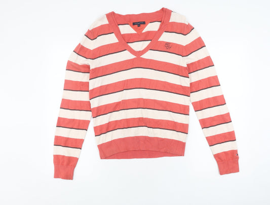 Tommy Hilfiger Men's Multicoloured V-Neck Stripe Pullover L