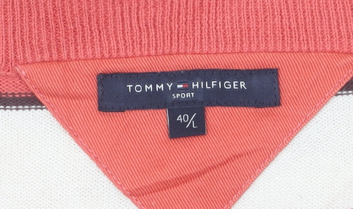 Tommy Hilfiger Men's Multicoloured V-Neck Stripe Pullover L