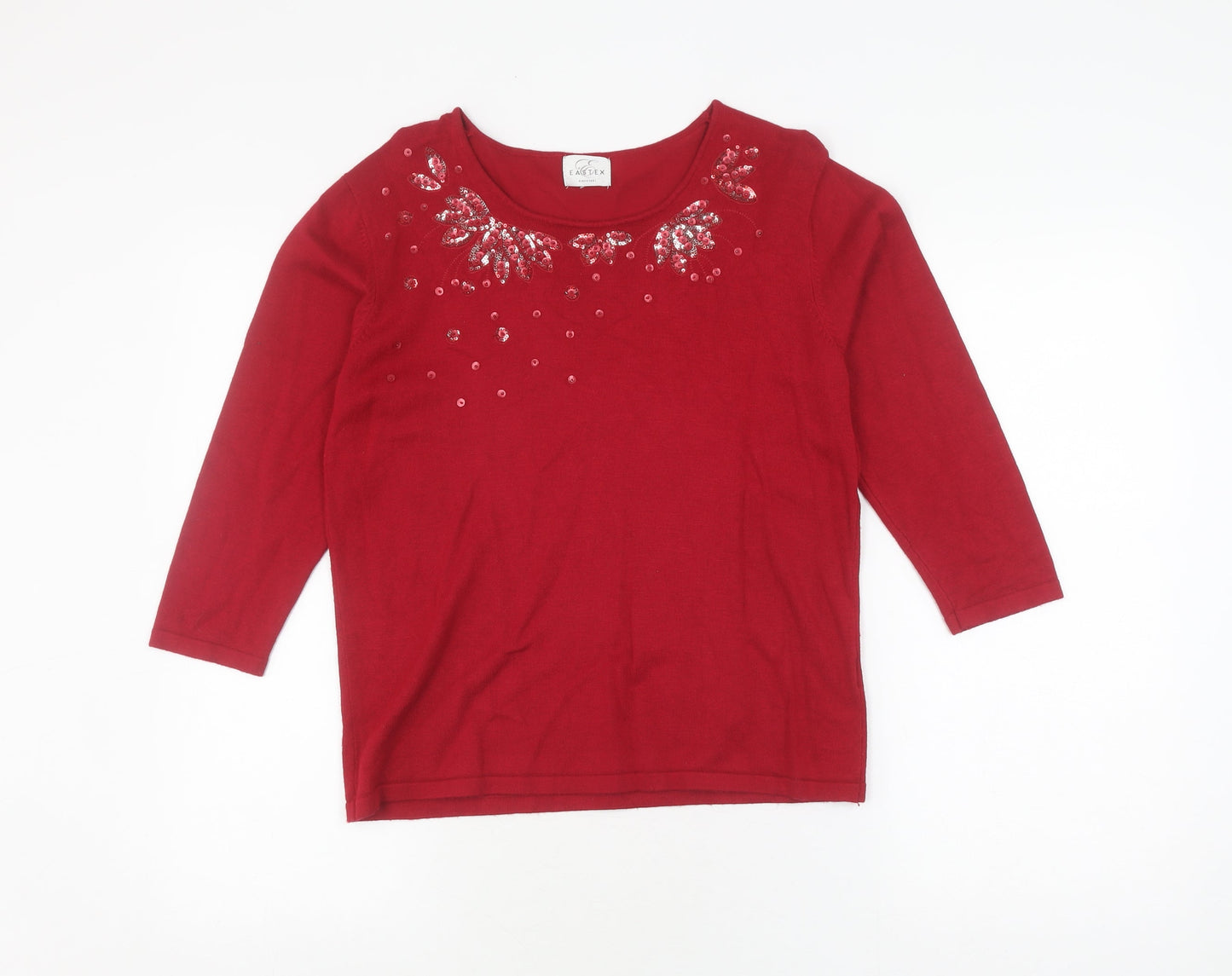Eastex Women's Red Sequin Pullover Jumper Size 10