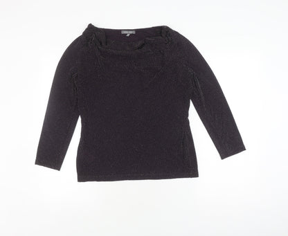 Laura Ashley Black Women's Blouse, Size 12, 3/4 Sleeve, Cowl Neck