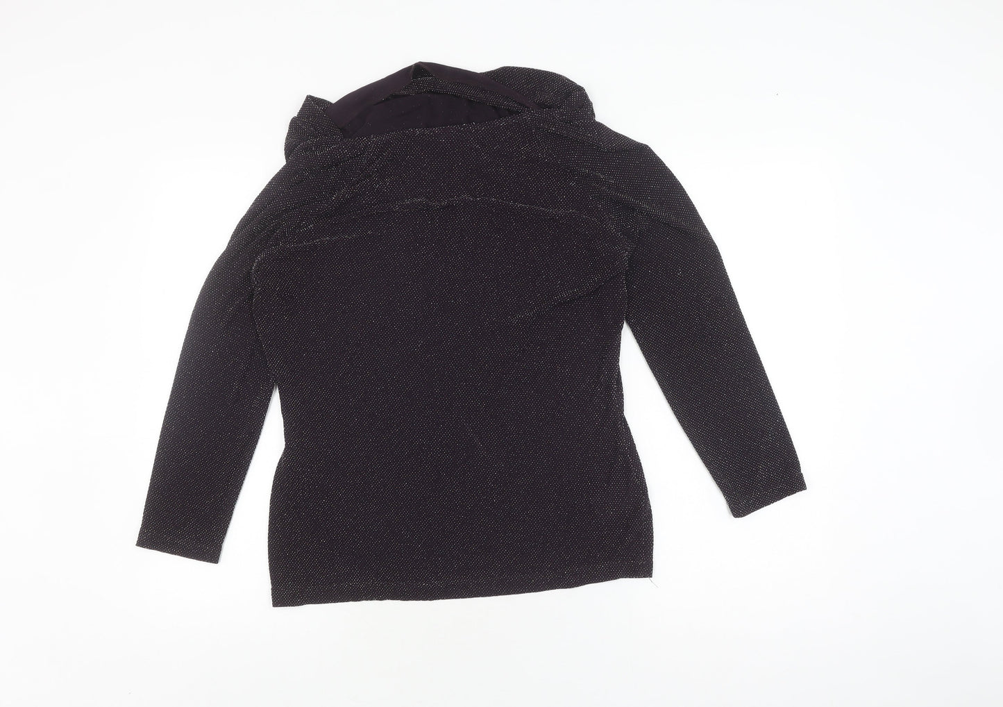 Laura Ashley Black Women's Blouse, Size 12, 3/4 Sleeve, Cowl Neck