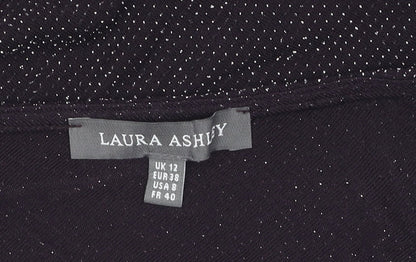 Laura Ashley Black Women's Blouse, Size 12, 3/4 Sleeve, Cowl Neck