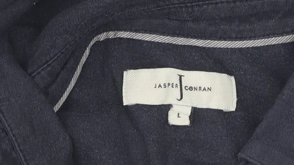 Jasper Conran Men's Black Long Sleeve Polo Size L