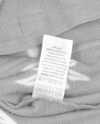 Damart Grey Floral Fleece Jacket, Size 12, Full Zip Women's