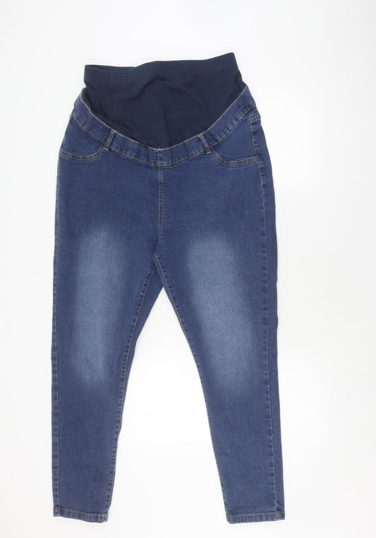 Boohoo Women's Blue Skinny Maternity Jeans Size 16
