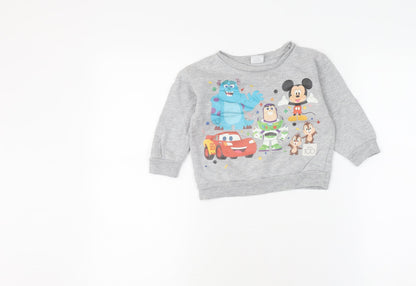 Disney Boys Grey Sweatshirt 2-3 Years Graphic Pullover