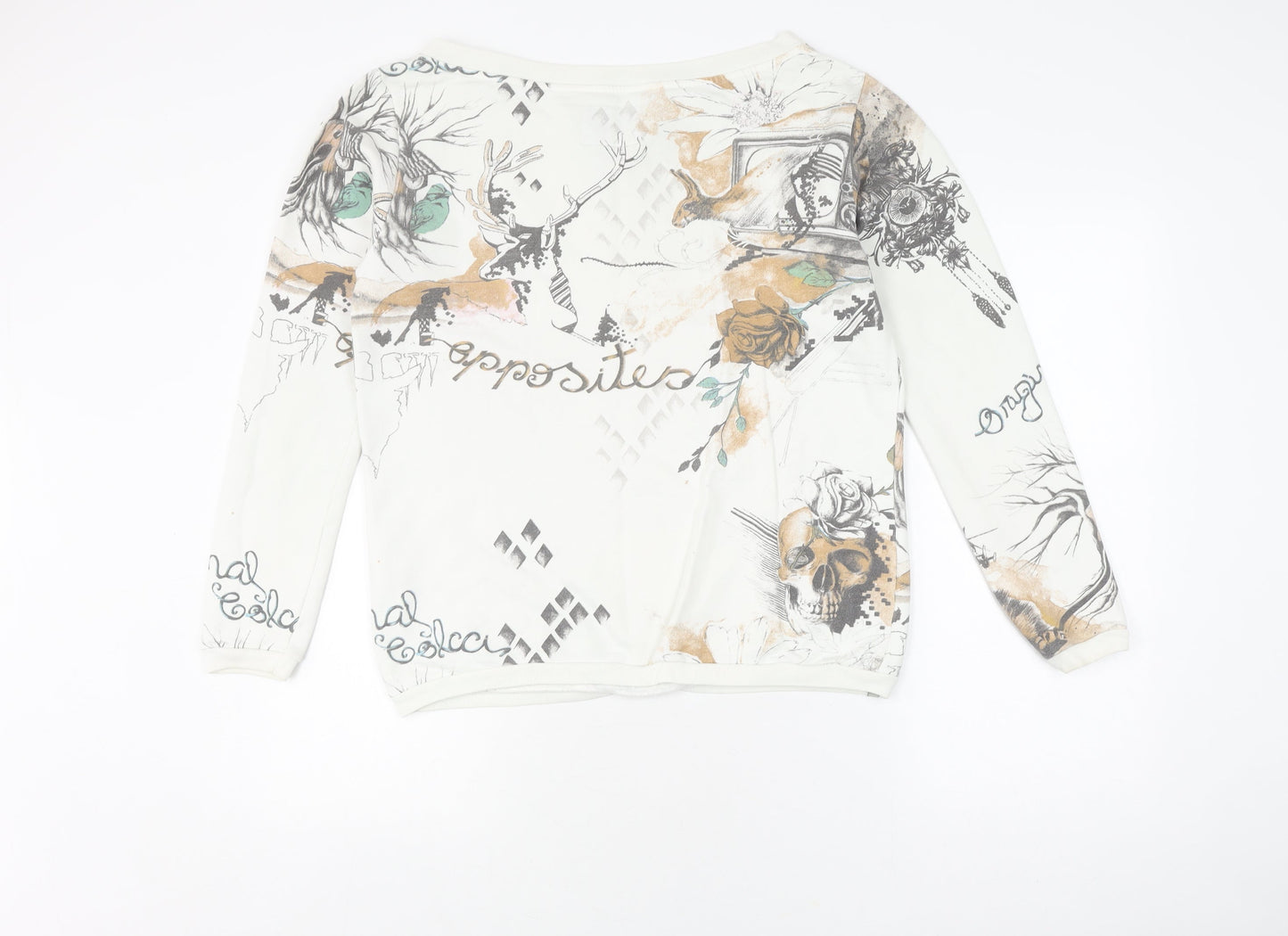 Colcci Women's White Graphic Print Pullover Sweatshirt S