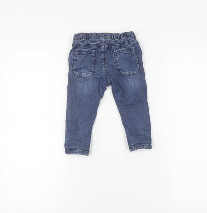 Next Blue Unisex Jogger Trousers, 12-18 Months, Elastic Waist
