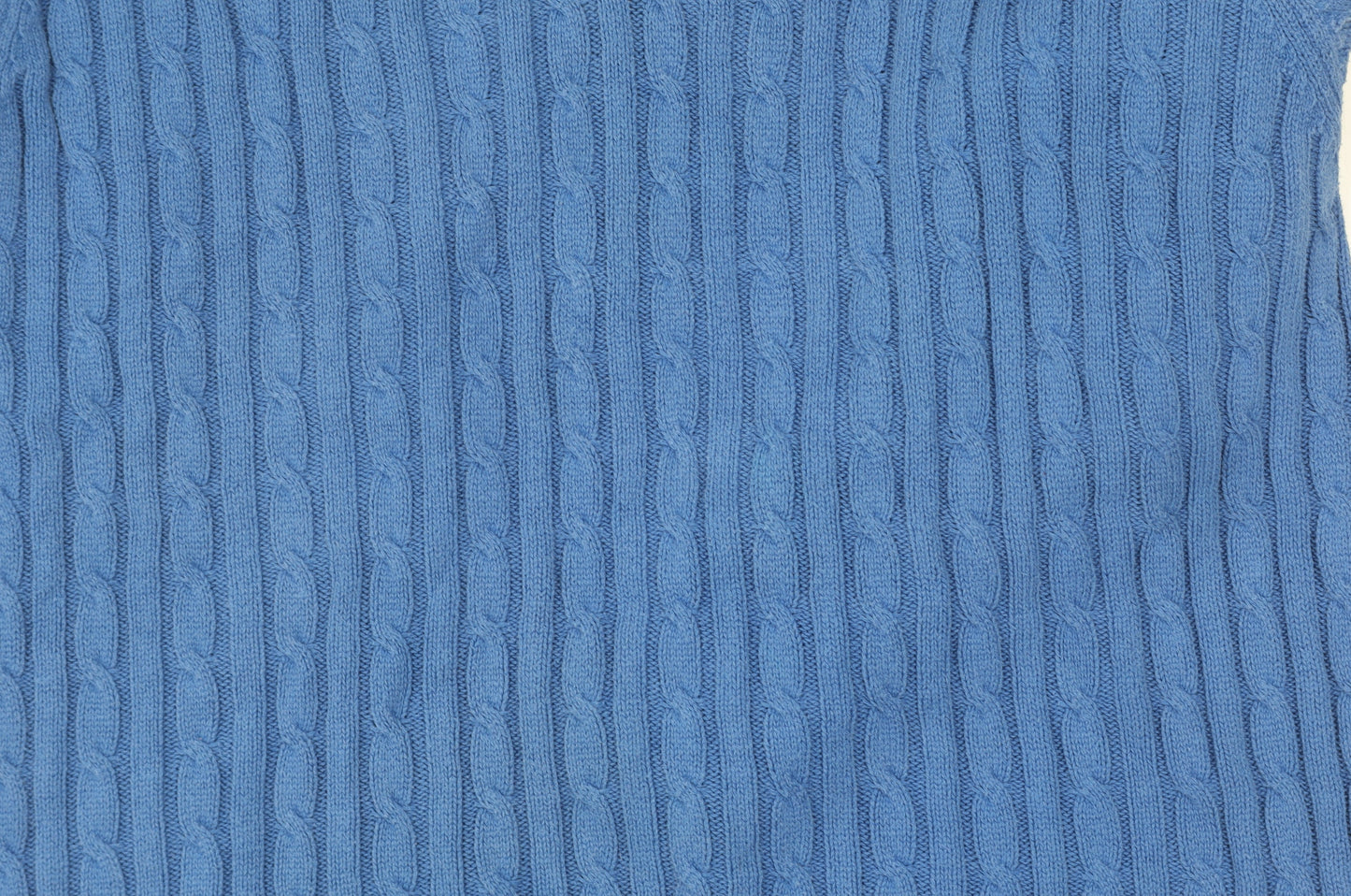 Pegasus Men's Blue V-Neck Cable-Knit Jumper L
