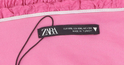Zara Women's Pink A-Line Mini Dress Size 16
