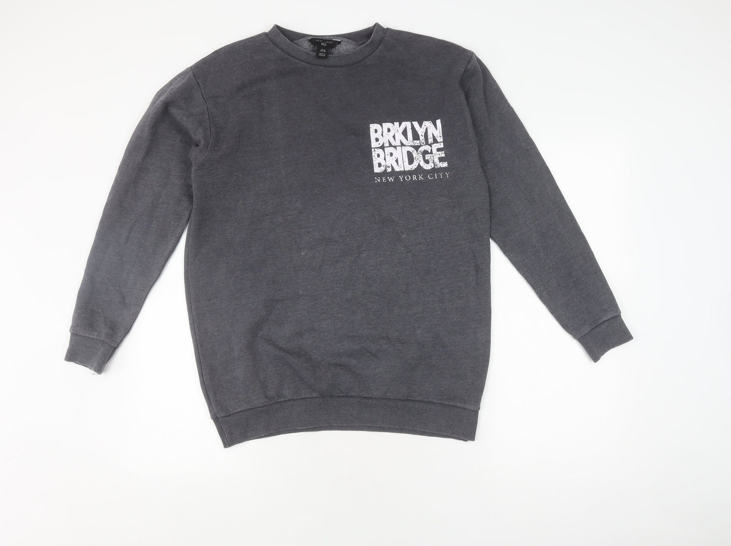 New Look Girls Grey Pullover Sweatshirt 12-13Y Graphic Print