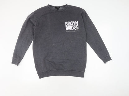 New Look Girls Grey Pullover Sweatshirt 12-13Y Graphic Print