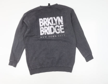 New Look Girls Grey Pullover Sweatshirt 12-13Y Graphic Print