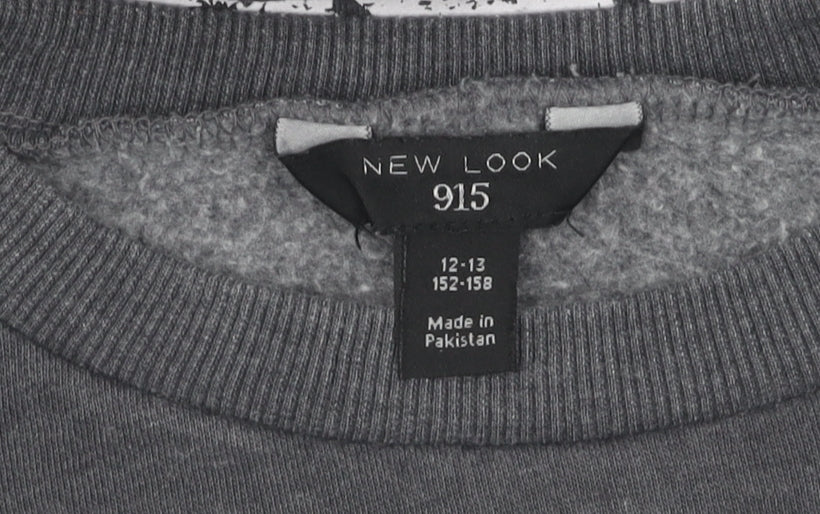 New Look Girls Grey Pullover Sweatshirt 12-13Y Graphic Print