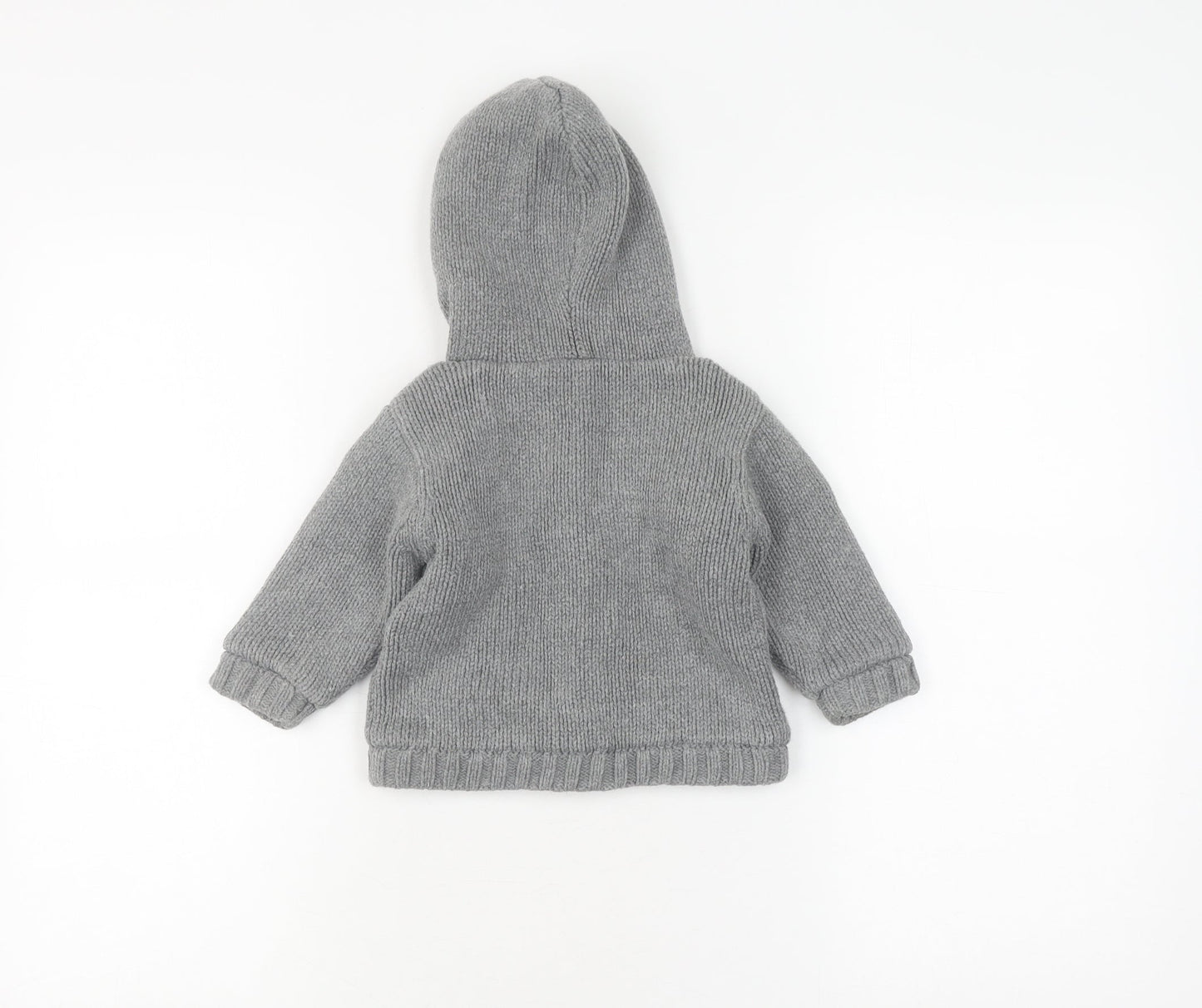 Next Unisex Grey Cable Knit Hooded Jacket 6-9 Months